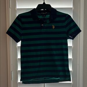 U.S. Polo Assn. Boy’s Dark Green and Navy Striped Polo